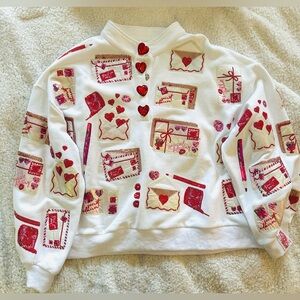 Queen of Sparkles ✨ White Love Letters Henley Sweatshirt